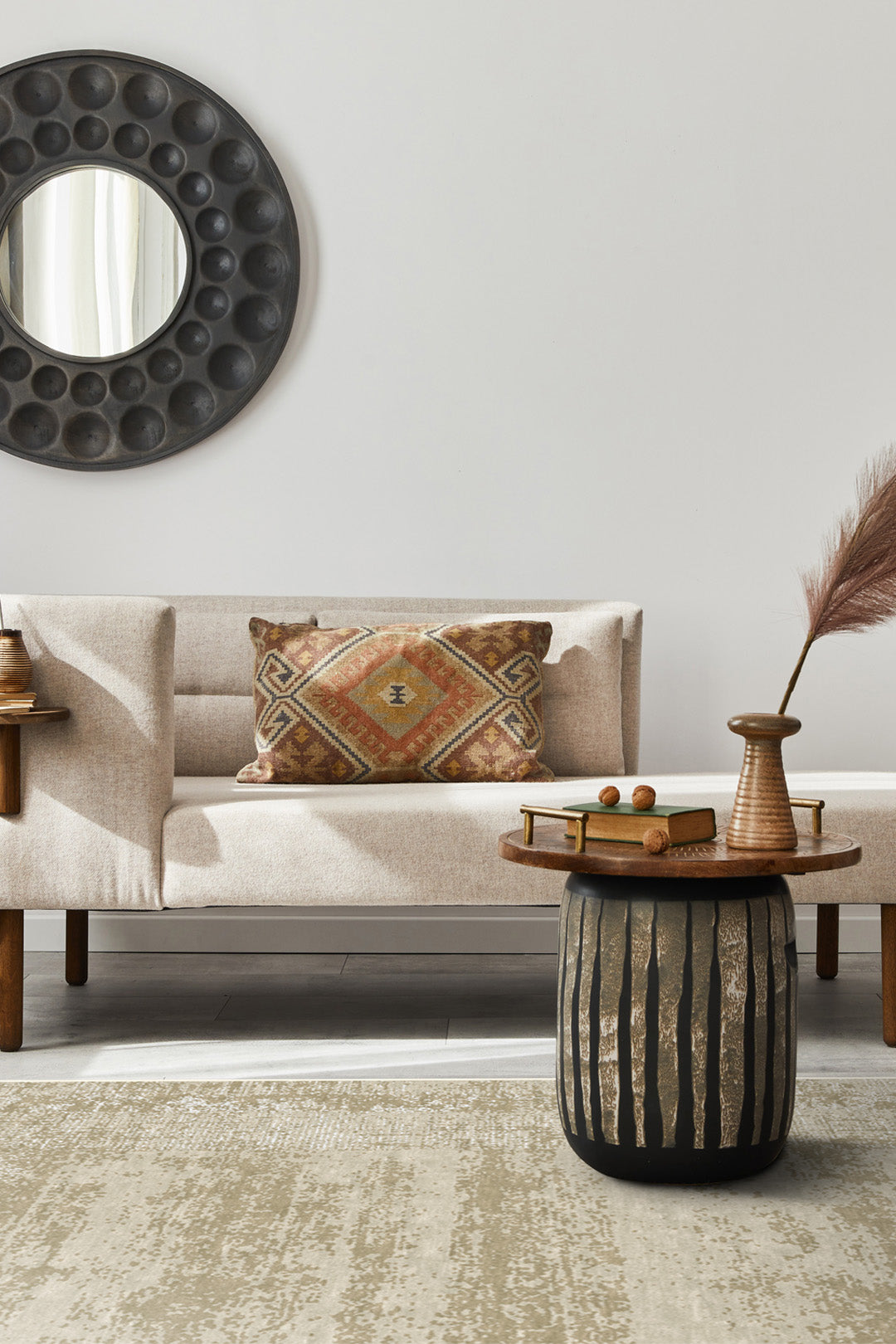 teppana-irma-beige-teppich-waschbarer-boho-teppich-beige-inkl-rutschfester-matte image 4