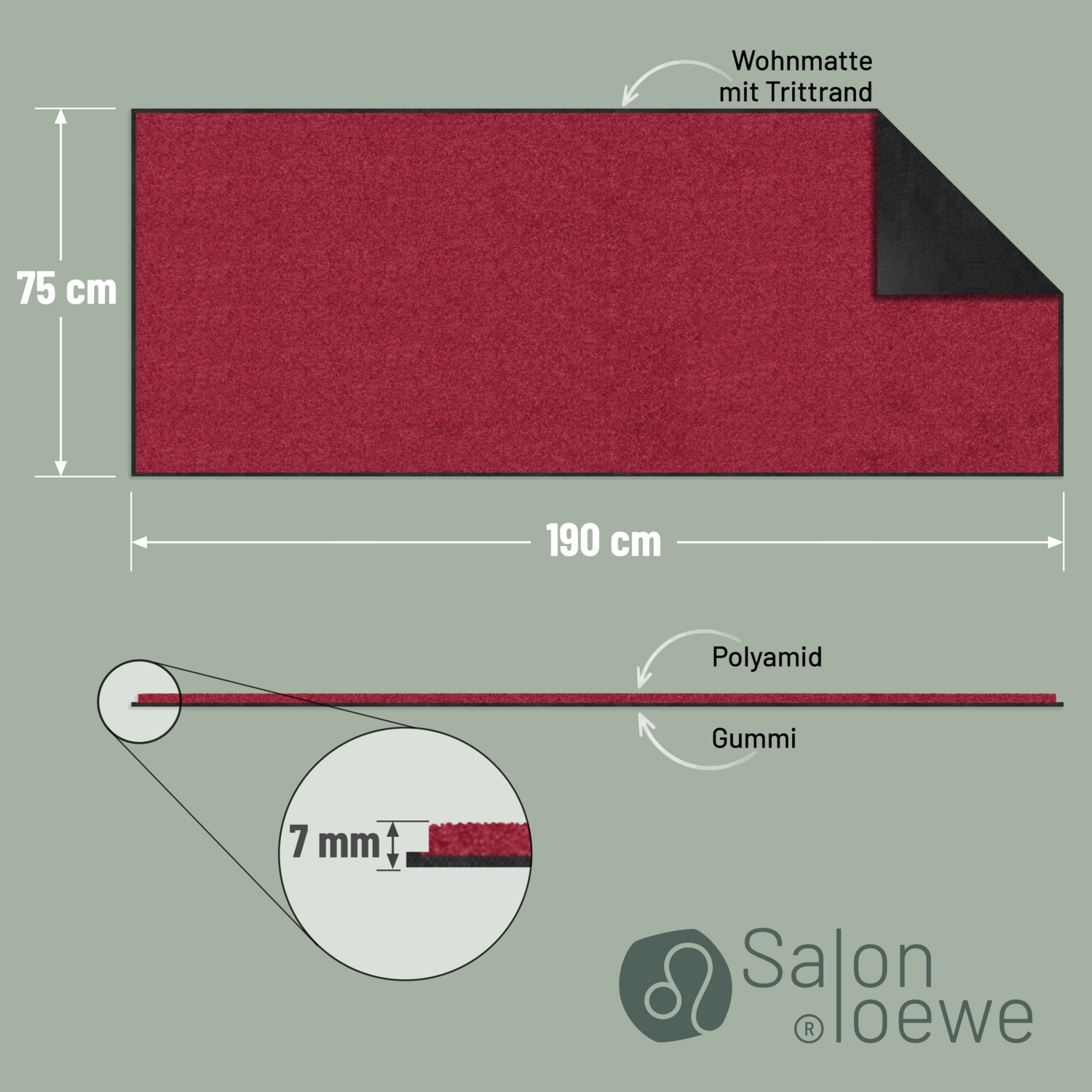 salonloewe-weinrot-teppich-75-x-190-cm-rutschfeste-schmutzfangmatte-mit-polyamid image 4