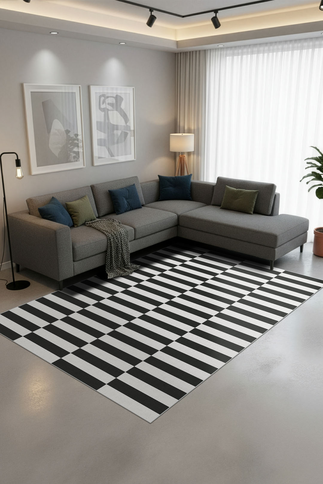 teppana-nuri-graphit-waschbarer-teppich-grau-geometrisch image 4