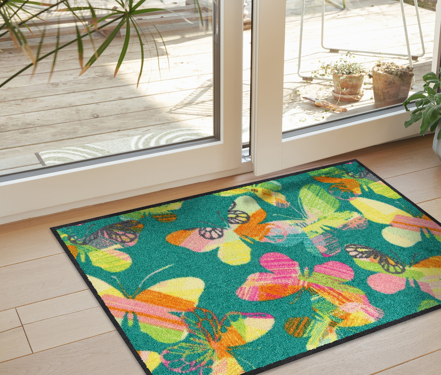 salonloewe-lovely-butterflies-eingangsmatte-50-x-75-cm-t-rkis-waschbare-schmutzf image 2