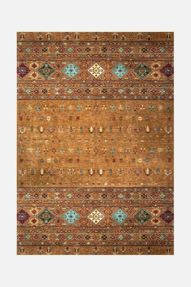 teppana-harleen-zimt-teppich-boho-inndoorteppich-in-beige-natur-waschbar-mit-rut image 1