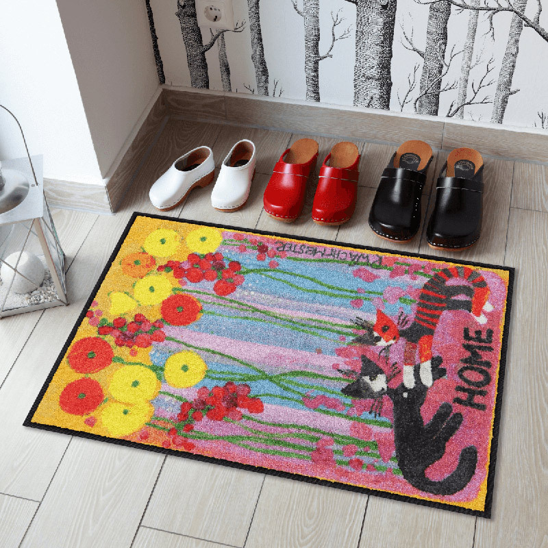 salonloewe-happy-together-eingangsmatte-50-x-75-cm-bunte-katzenmotiv-schmutzfang image 2