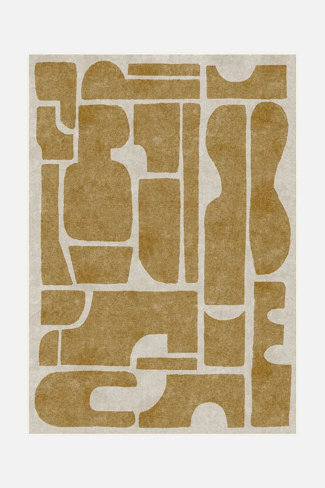 teppana-tilda-senfgelb-teppich-waschbarer-kurzflor-teppich-gelb-orange-beige-nat image 1