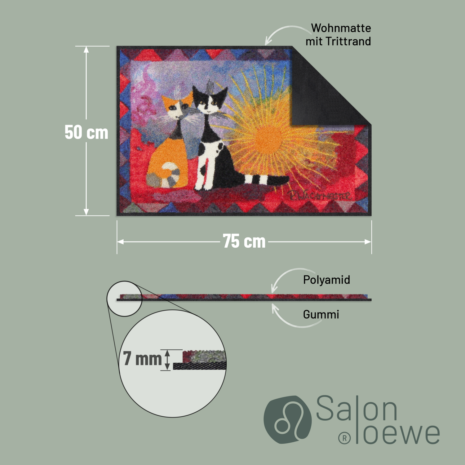 salonloewe-noi-due-teppich-50-x-75-cm-k-nstlerische-eingangsmatte-mit-katzendesi image 4