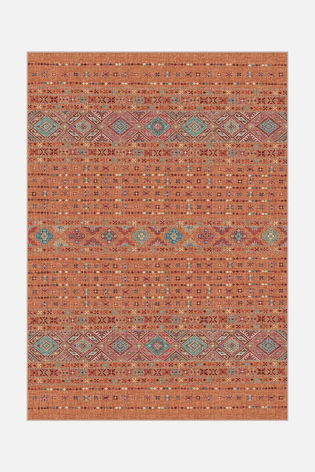 teppana-noura-zimt-teppich-waschbarer-boho-teppich-orange image 1