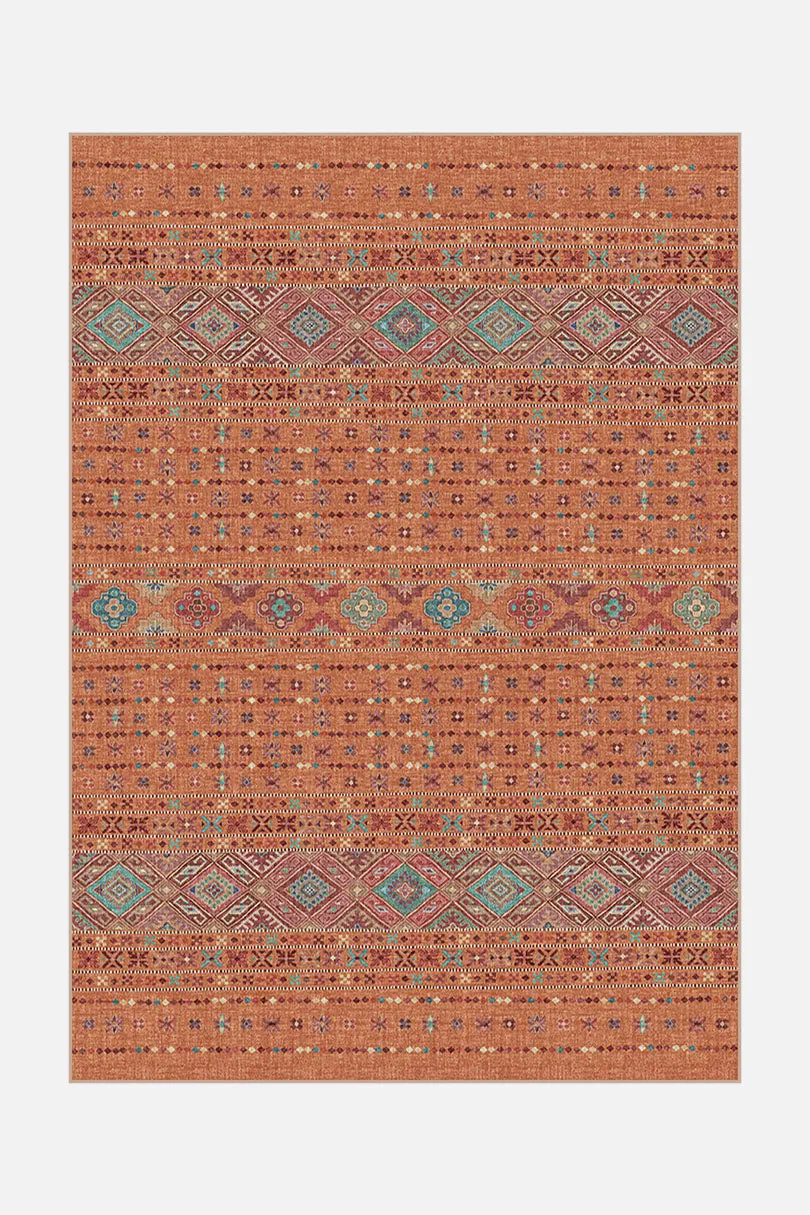 teppana-noura-zimt-teppich-waschbarer-boho-teppich-orange image 1