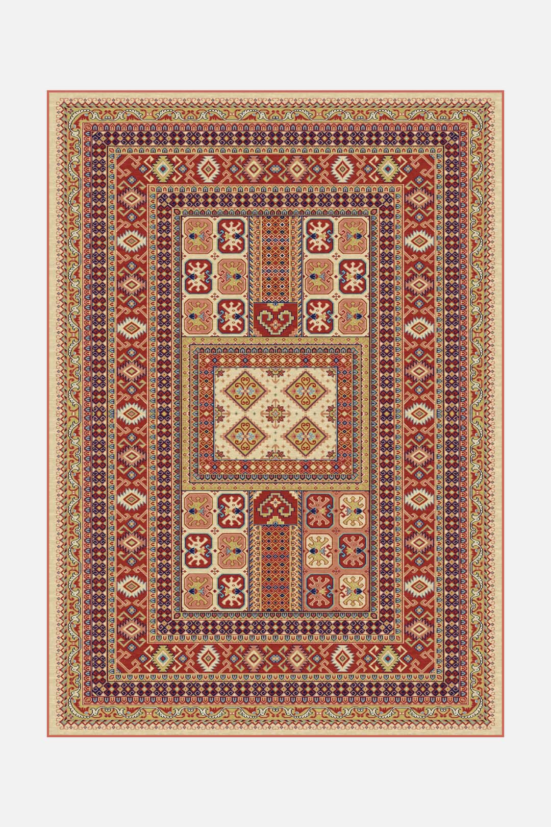 teppana-thalia-mond-teppich-waschbarer-designer-teppich-in-mehrfarbig-rot-gelb-o image 1