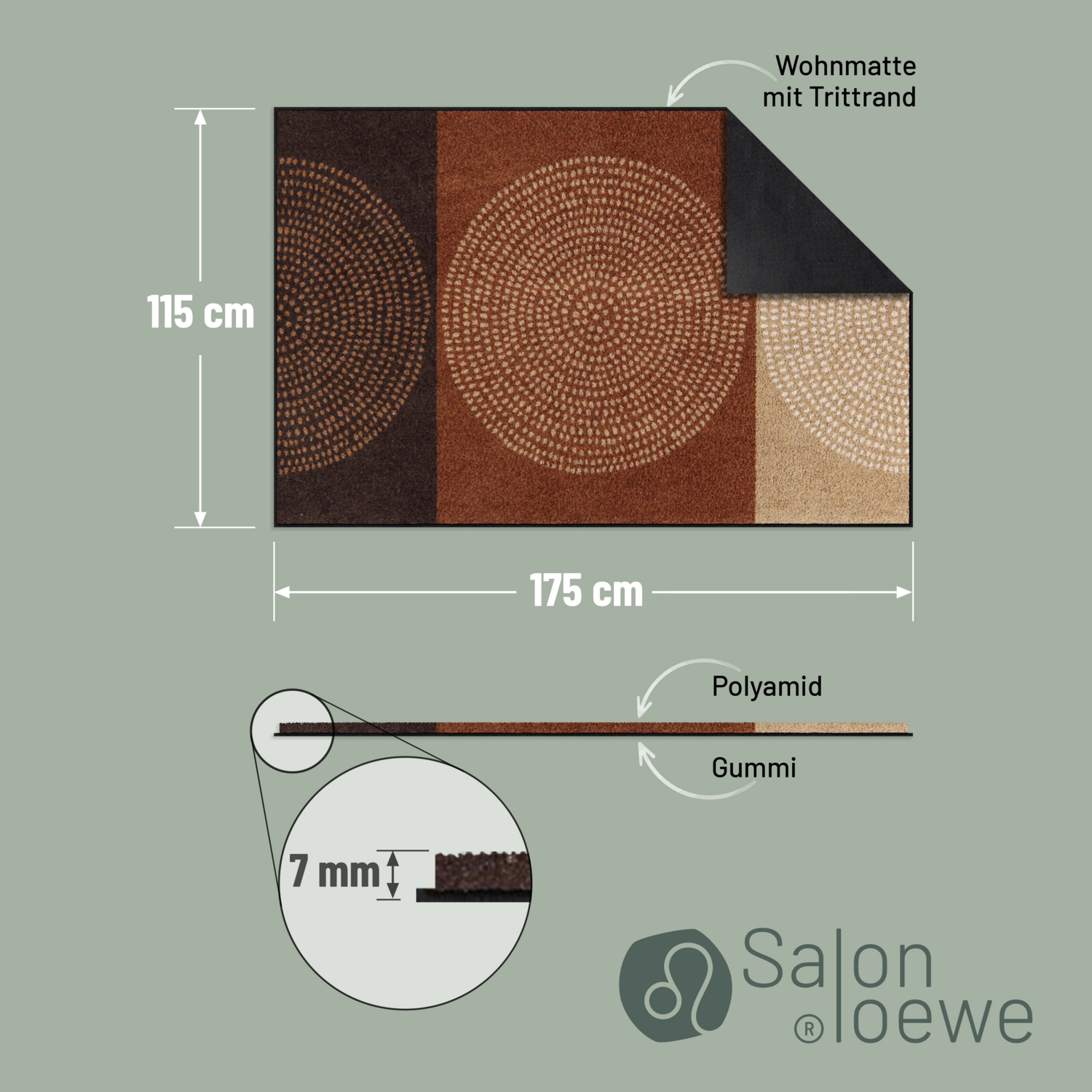 salonloewe-nestor-mocca-teppich-115-x-175-cm-schmutzfangmatte-mit-streifendesign image 3