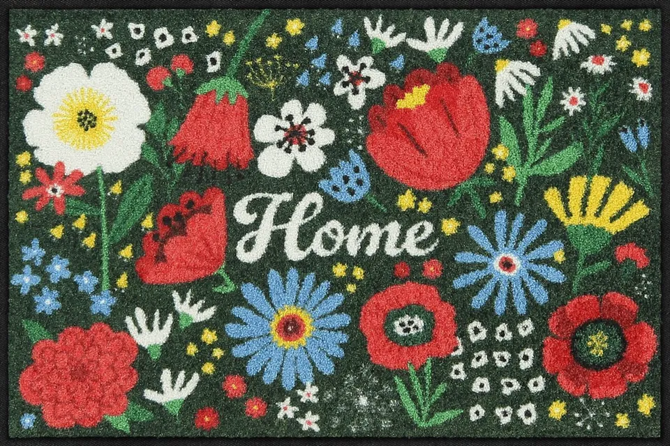 salonloewe-blooming-home-eingangsmatte-blumenmuster-mit-home-schriftzug-50-x-75- image 1