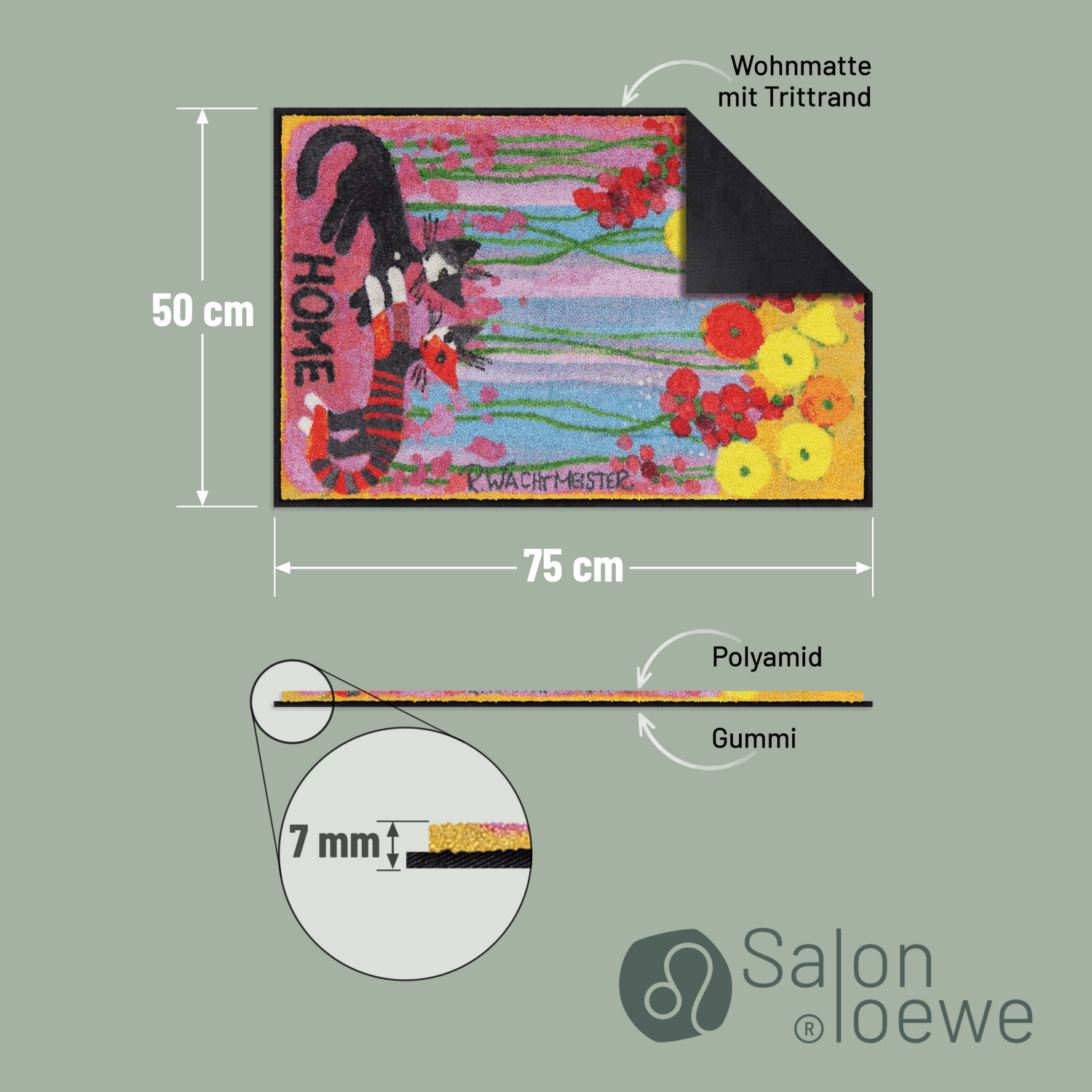 salonloewe-happy-together-eingangsmatte-50-x-75-cm-bunte-katzenmotiv-schmutzfang image 4