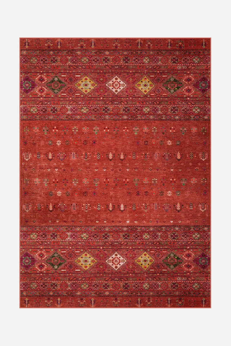 teppana-harleen-safran-teppich-waschbarer-indoor-teppich-in-rot-marokkanisches-d image 1