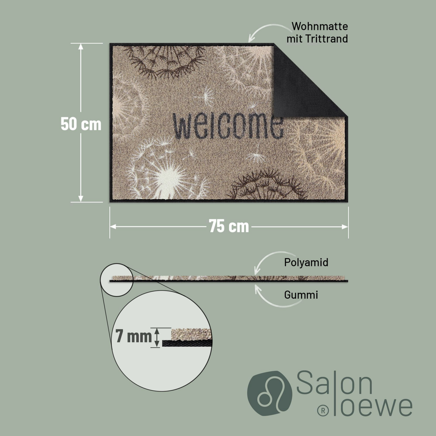 salonloewe-dandelion-welcome-beige-eingangsmatte-50-x-75-cm-einladende-fu-matte- image 4