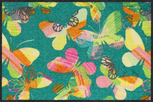 salonloewe-lovely-butterflies-eingangsmatte-50-x-75-cm-t-rkis-waschbare-schmutzf image 1