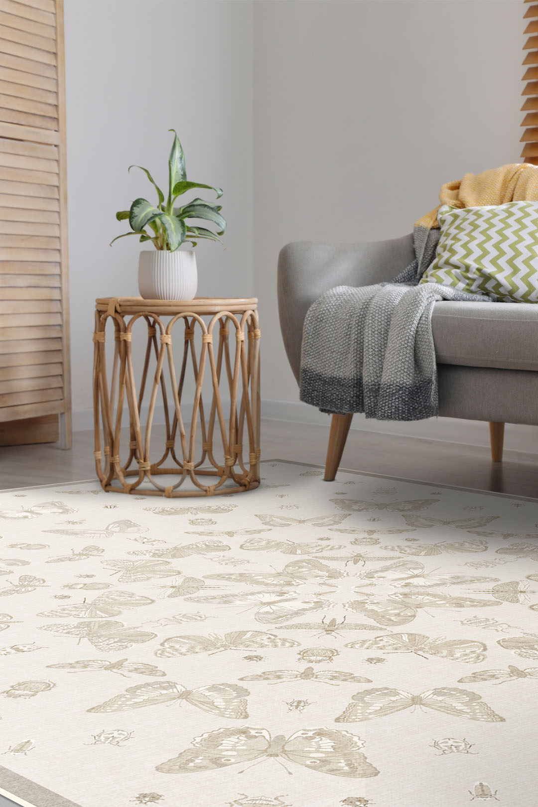 teppana-schmetterling-beige-waschbarer-teppich image 4
