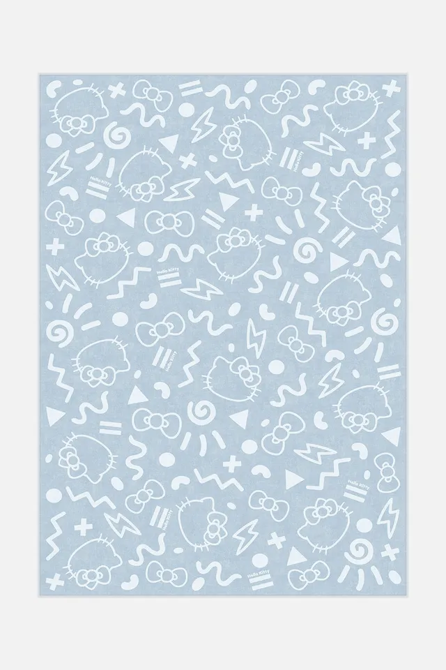 teppana-hello-kitty-comic-rauchblau-teppich-waschbarer-kinderteppich image 1