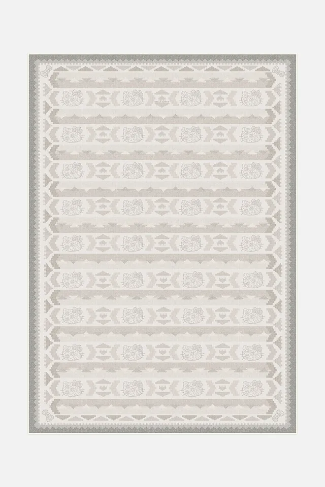 teppana-hello-kitty-kilim-mandel-teppich-waschbarer-kinder-teppich-in-beige-natu image 1
