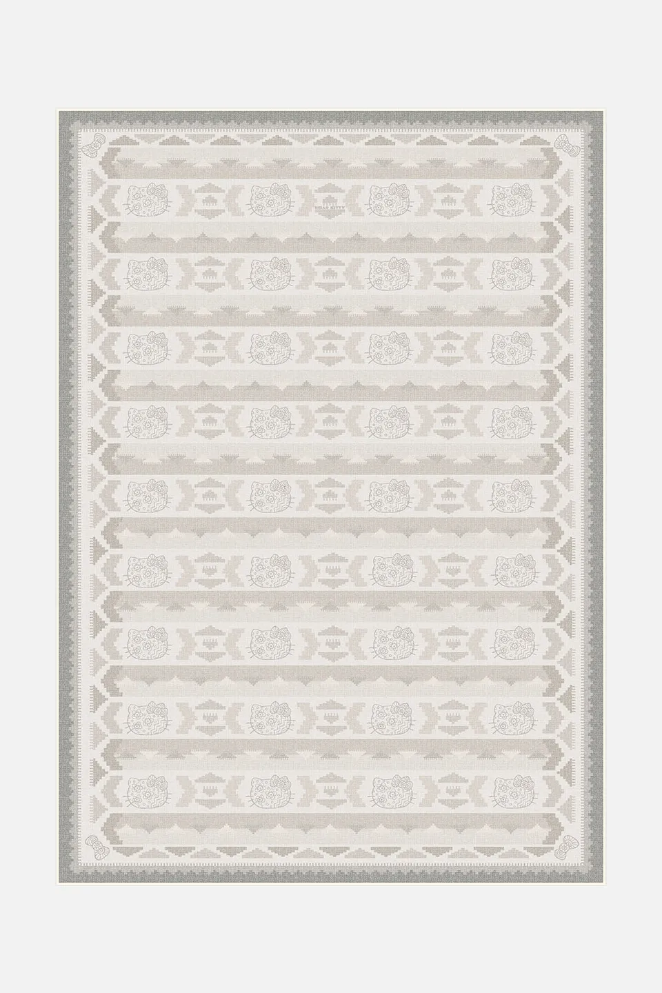 teppana-hello-kitty-kilim-mandel-teppich-waschbarer-kinder-teppich-in-beige-natu image 1