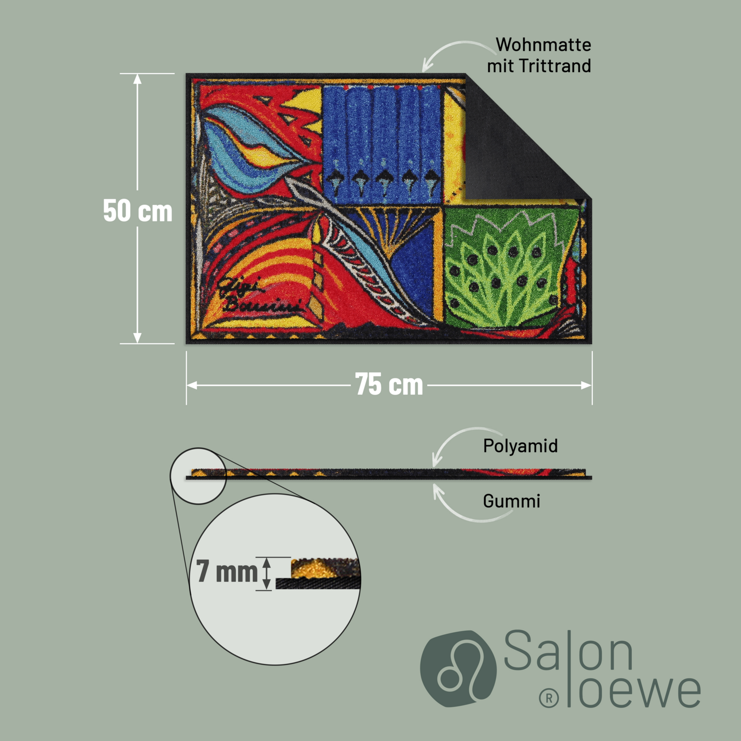 salonloewe-gemelli-teppich-50-x-75-cm-waschbar-rutschfest-modernes-kunstdesign image 3