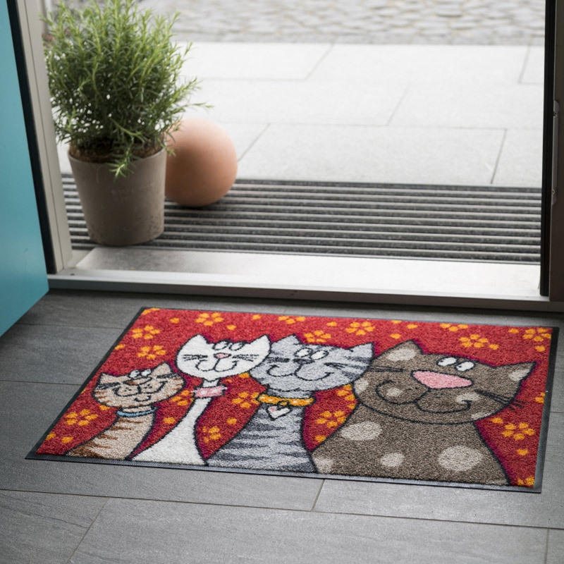 salonloewe-katzenfamilie-eingangsmatte-50-x-75-cm-verspieltes-katzenmotiv-rot-ru image 2