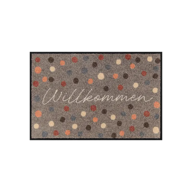 salonloewe-willkommen-dots-eingangsmatte-50-x-75-cm-punktmuster-mit-willkommensg image 1