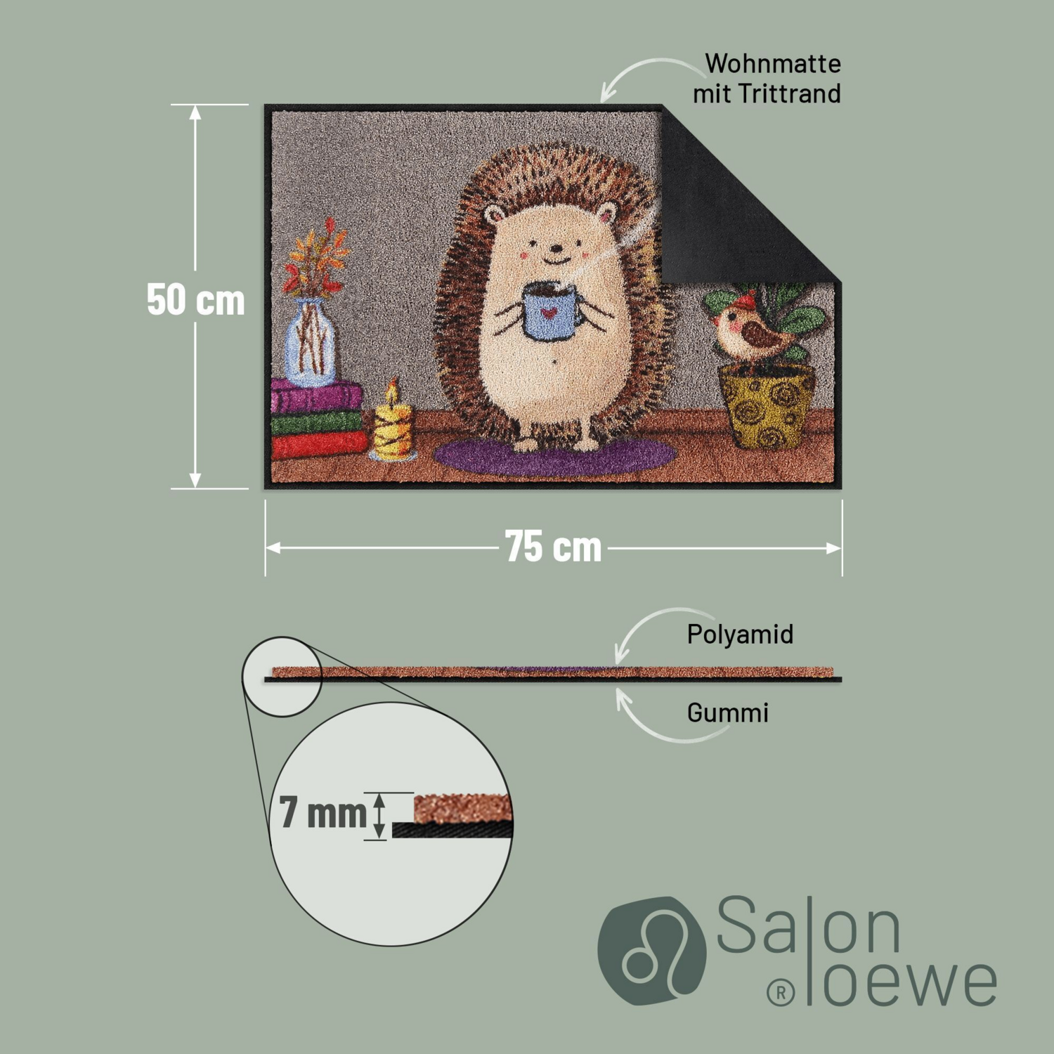 salonloewe-cozy-hedgy-eingangsmatte-50-x-75-cm-waschbare-fu-matte-mit-igel-motiv image 3