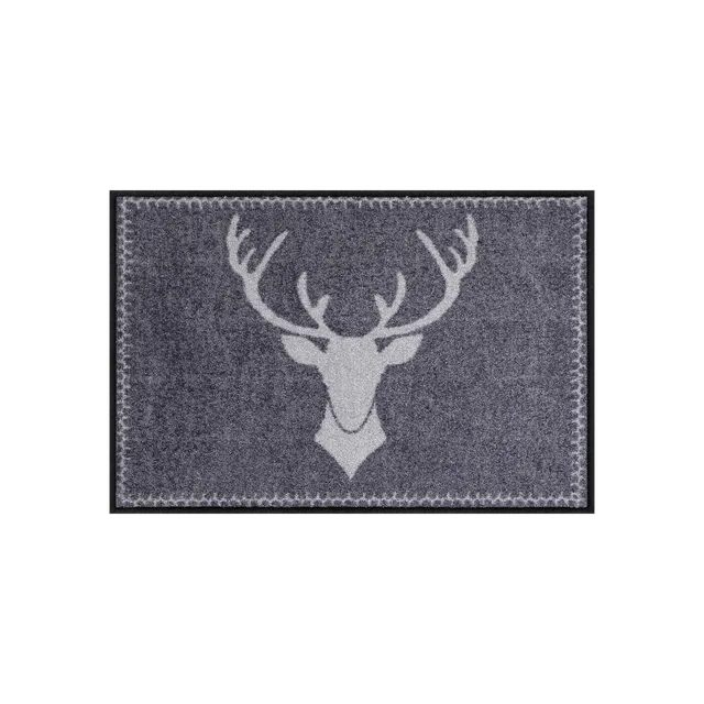 salonloewe-franz-anthrazit-eingangsmatte-50-x-75-cm-hirschmotiv-mit-geometrische image 1