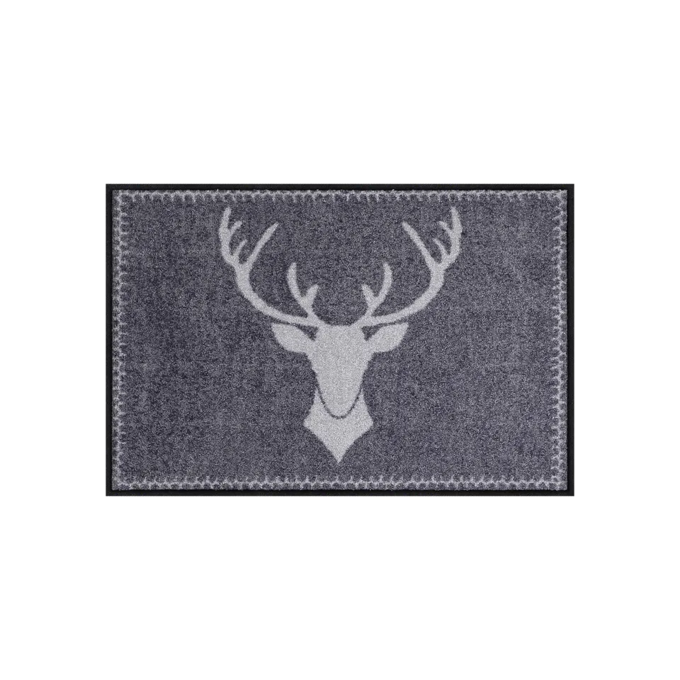 salonloewe-franz-anthrazit-eingangsmatte-50-x-75-cm-hirschmotiv-mit-geometrische image 1