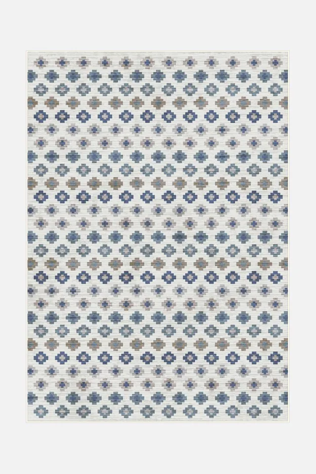 teppana-anita-stein-waschbarer-teppich-blau-gr-n-grau image 1