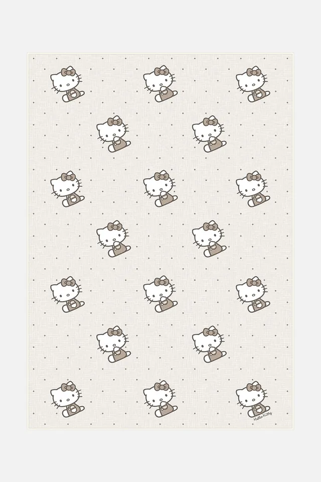 teppana-hello-kitty-polkadot-mandel-teppich-waschbarer-kinder-teppich-in-beige-n image 1