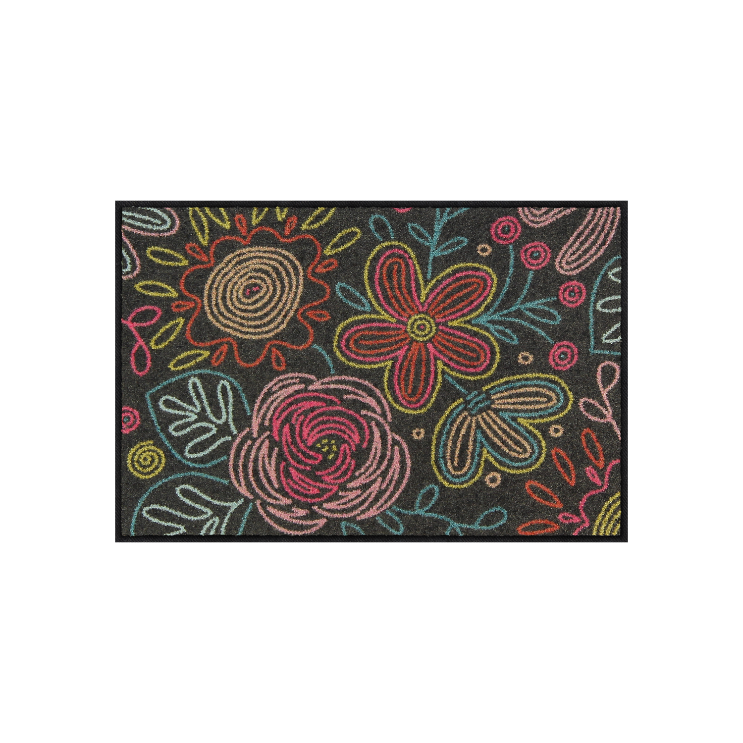 salonloewe-dot-flowers-grey-eingangsmatte-50-x-75-cm-florale-schmutzfangmatte-in image 1
