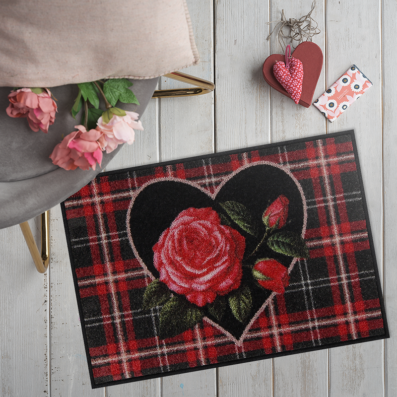 salonloewe-english-rose-black-eingangsmatte-50-x-75-cm-waschbare-fu-matte-mit-ro image 2