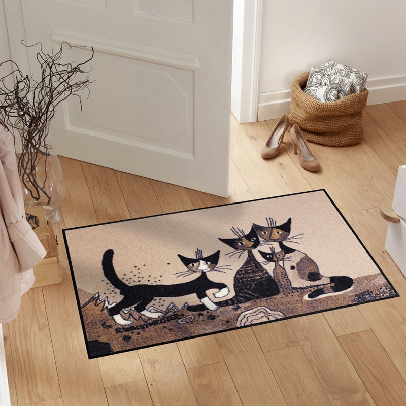 salonloewe-serafino-friends-fu-matte-75-x-120-cm-waschbarer-l-ufer-mit-katzenmot image 2