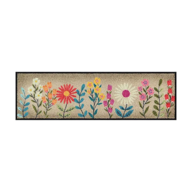 salonloewe-bloom-rush-beige-minimatte-30-x-100-cm-florale-schmutzfangmatte image 1
