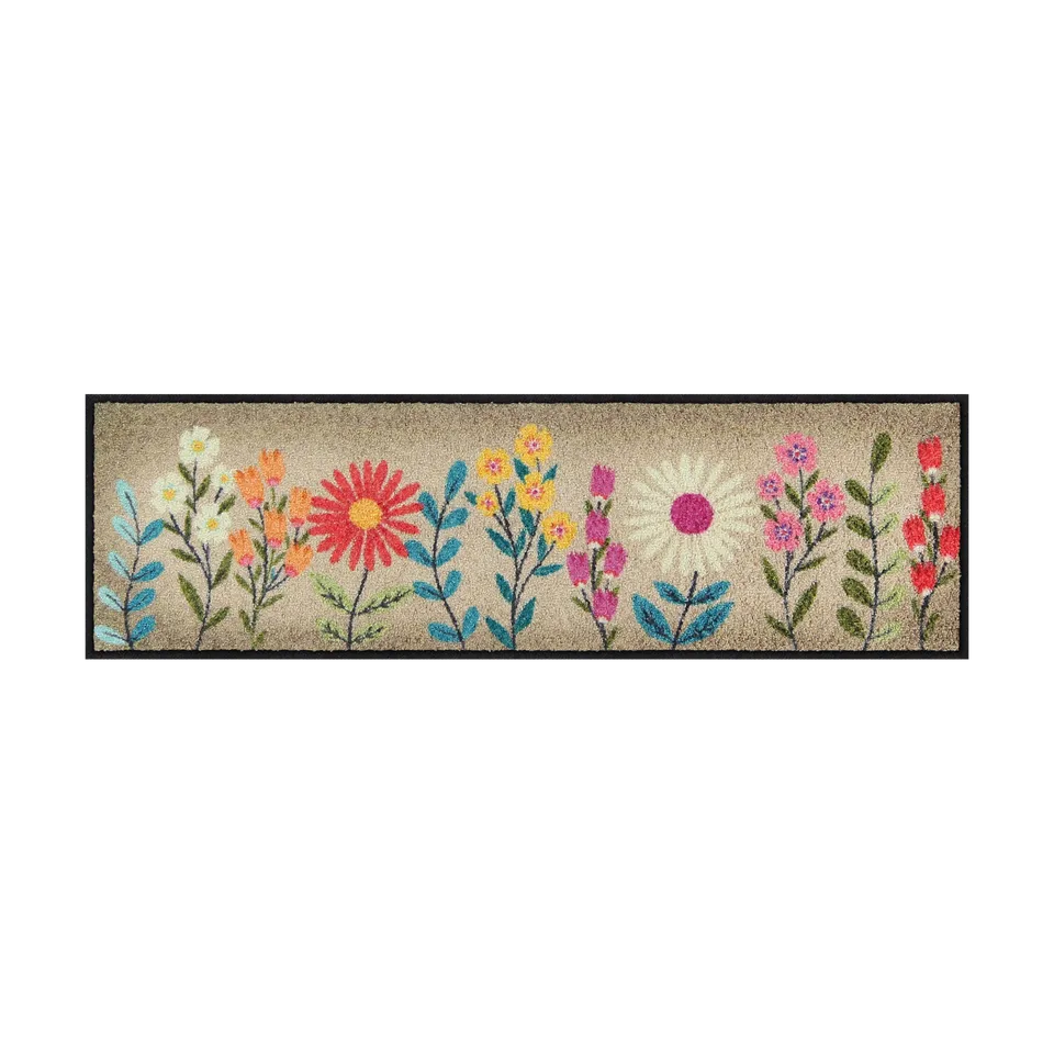 salonloewe-bloom-rush-beige-minimatte-30-x-100-cm-florale-schmutzfangmatte image 1