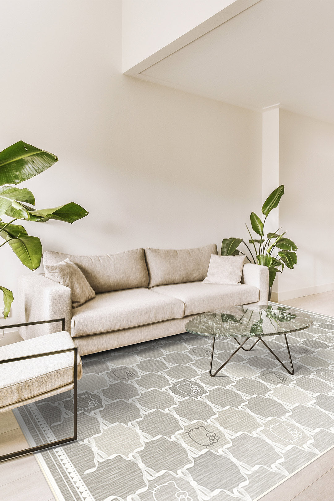 teppana-hello-kitty-trellis-taupe-teppich-waschbar-inkl-rutschfester-matte-kinde image 4