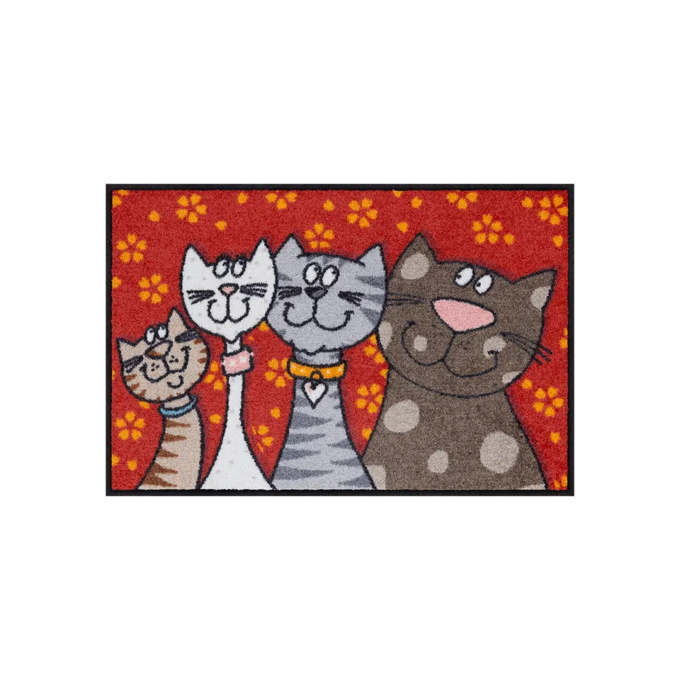 salonloewe-katzenfamilie-eingangsmatte-50-x-75-cm-verspieltes-katzenmotiv-rot-ru image 1