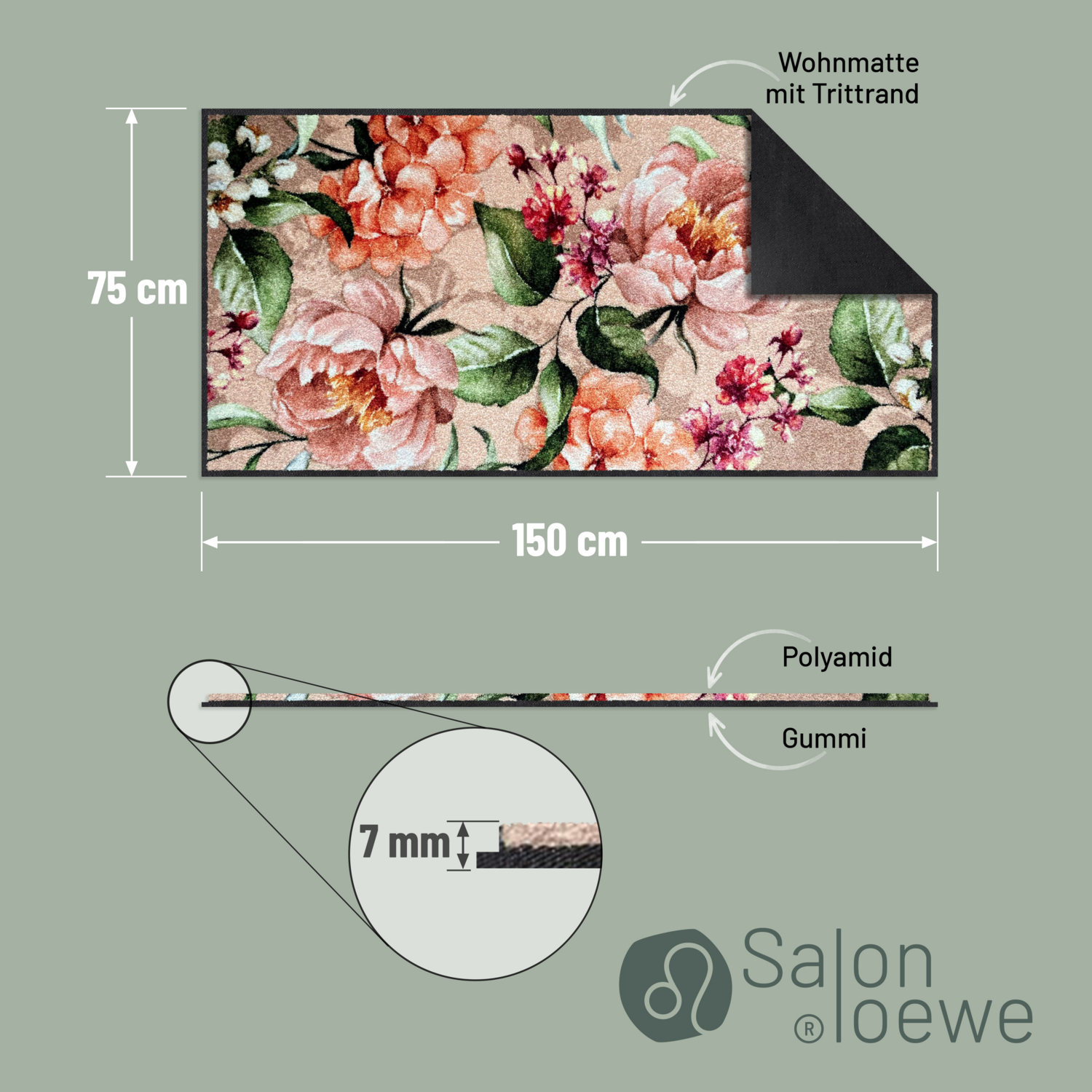 salonloewe-florina-spring-l-ufer-75-x-150-cm-waschbarer-blumen-teppich-mit-rutsc image 4