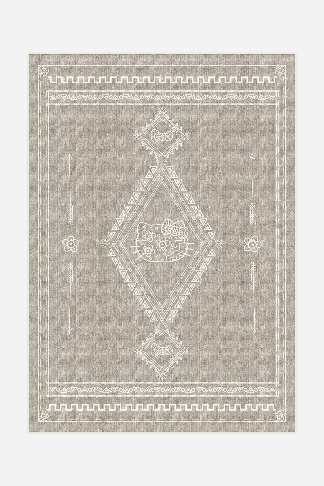 teppana-hello-kitty-tribal-taupe-teppich-waschbarer-kinder-indoor-teppich-in-tau image 1