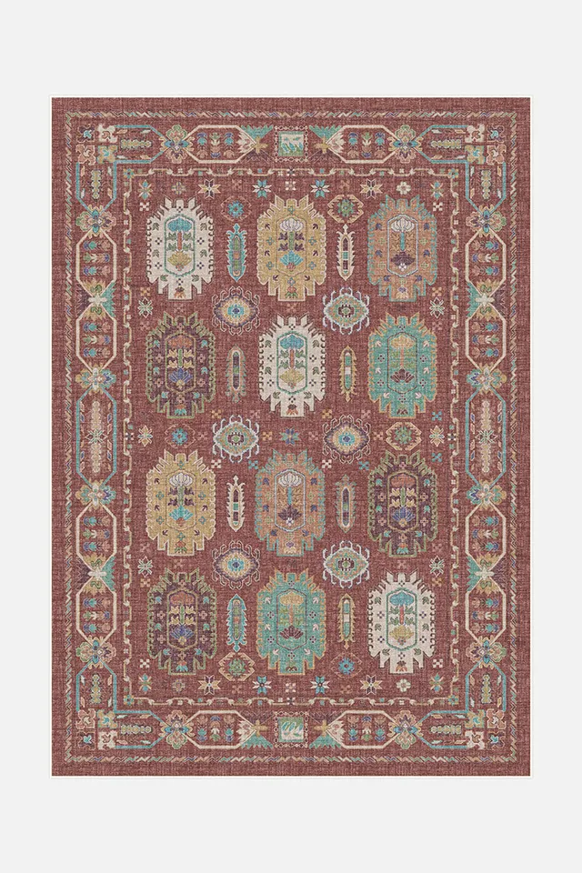teppana-farah-ziegel-teppich-moderner-waschbarer-teppich-mit-geometrischem-muste image 1