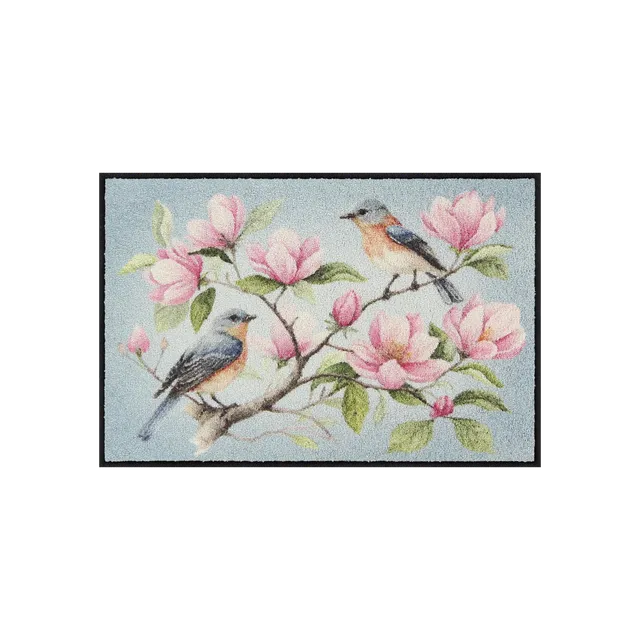 salonloewe-magnolia-birds-blue-eingangsmatte-50-x-75-cm-waschbare-t-rmatte-mit-v image 1