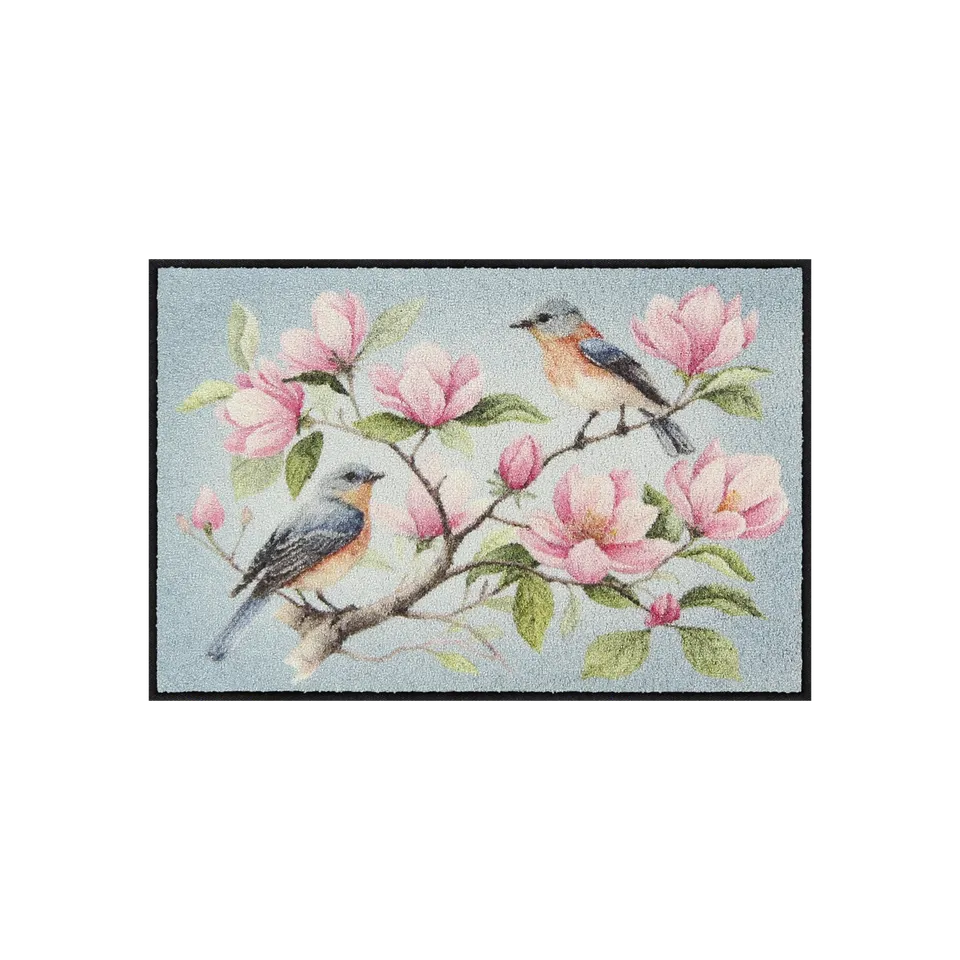 salonloewe-magnolia-birds-blue-eingangsmatte-50-x-75-cm-waschbare-t-rmatte-mit-v image 1