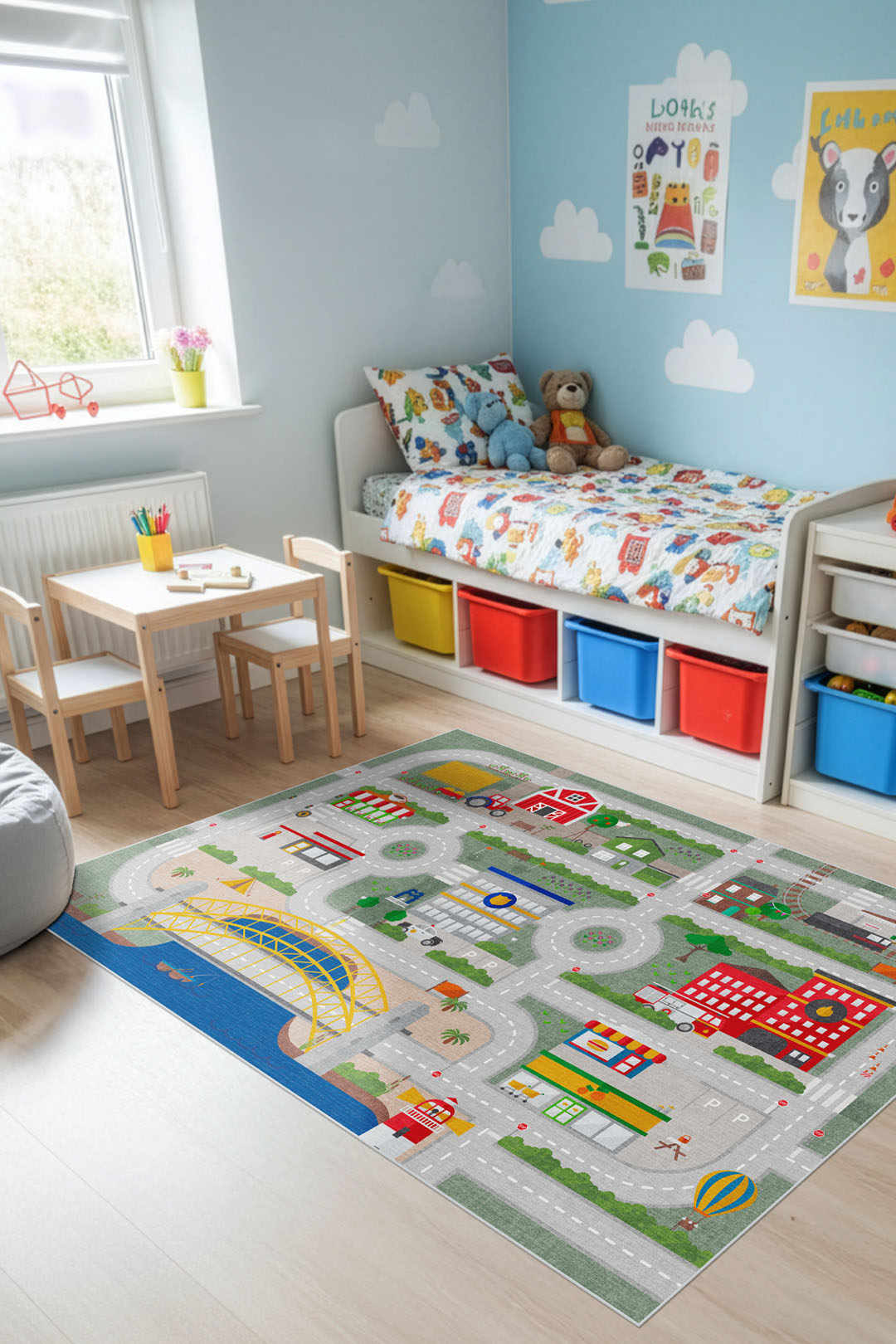 teppana-spielteppich-stra-en-bunt-waschbarer-kinderteppich image 8