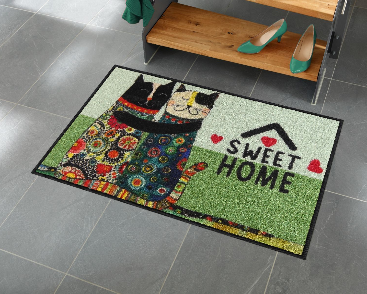 salonloewe-sweet-cats-eingangsmatte-50-x-75-cm-waschbare-fu-matte-mit-katzenmoti image 2
