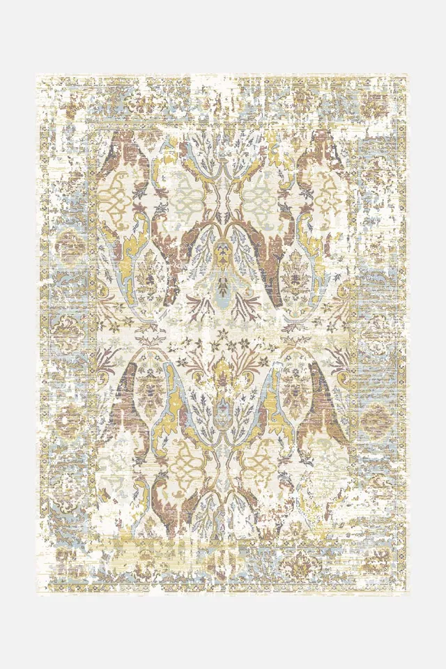 teppana-mona-oliv-teppich-waschbarer-teppich-im-boho-design-mit-oliv-und-blaut-n image 1