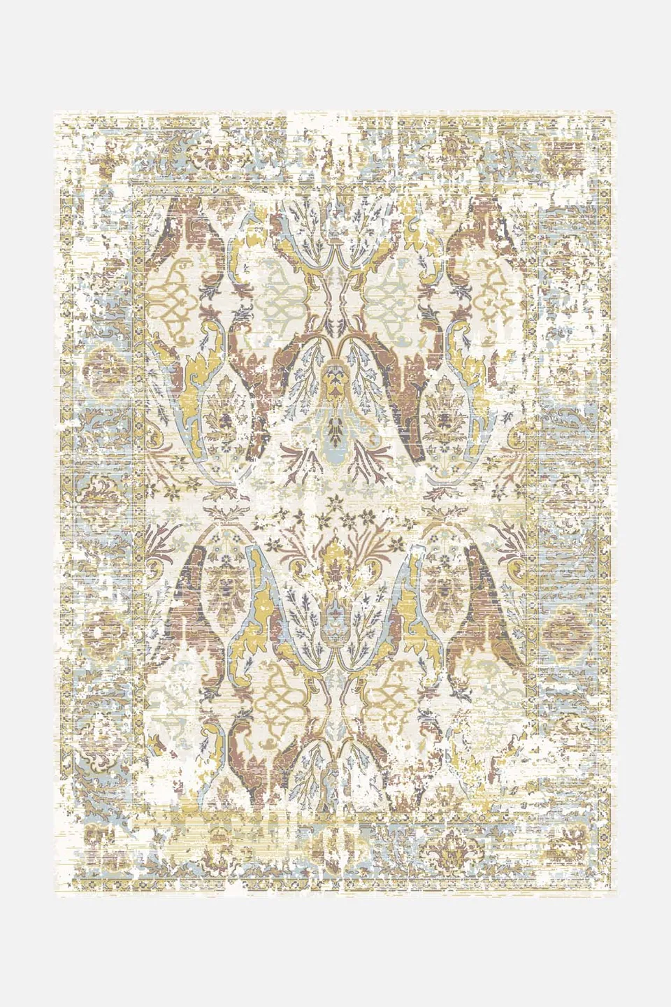 teppana-mona-oliv-teppich-waschbarer-teppich-im-boho-design-mit-oliv-und-blaut-n image 1