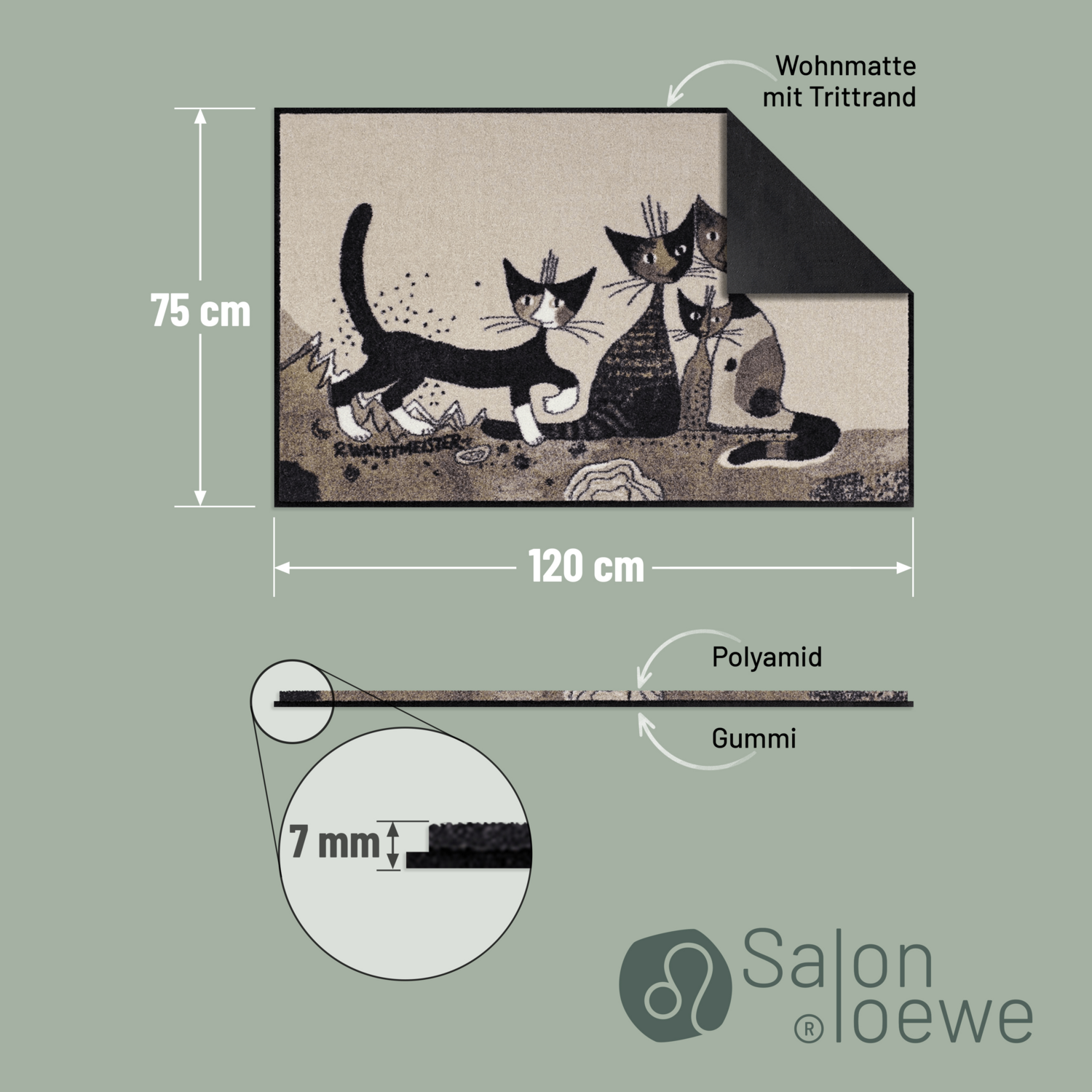 salonloewe-serafino-friends-fu-matte-75-x-120-cm-waschbarer-l-ufer-mit-katzenmot image 4
