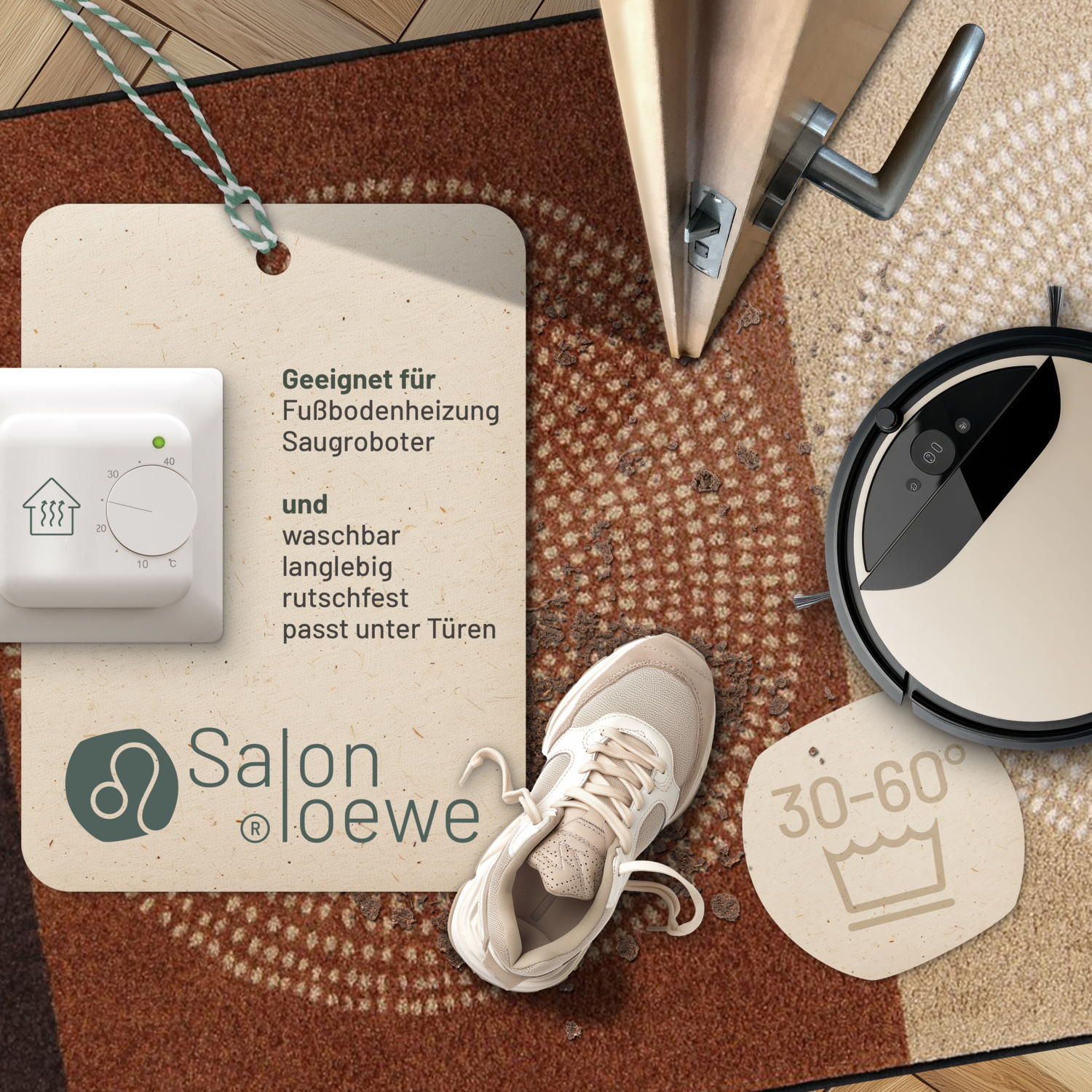 salonloewe-nestor-mocca-teppich-115-x-175-cm-schmutzfangmatte-mit-streifendesign image 2