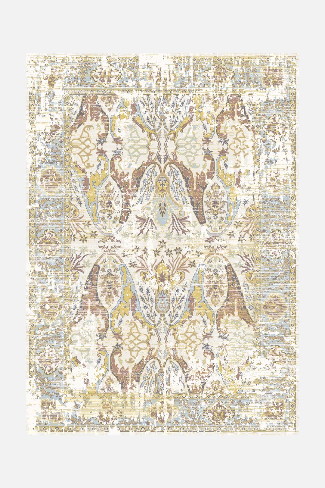 teppana-mona-oliv-teppich-waschbarer-teppich-im-boho-design-mit-oliv-und-blaut-n image 1