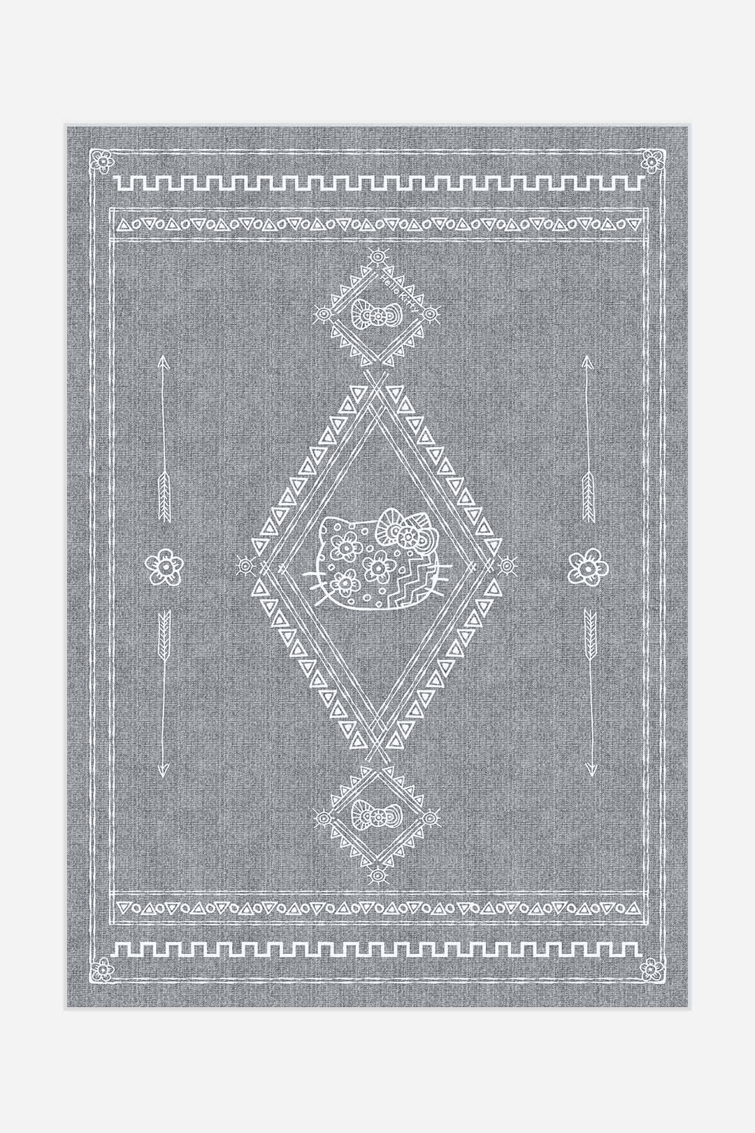 teppana-hello-kitty-tribal-grau-teppich-waschbarer-kinder-teppich image 1