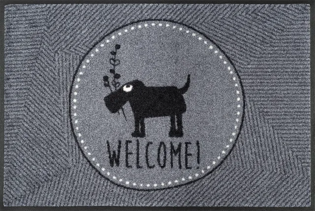 wash-dry-fu-matte-herr-just-welcome-50x75-cm-grau-waschbare-sauberlaufmatte-f-r- image 1